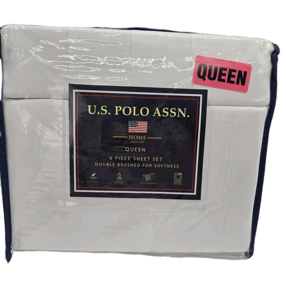 U.S. Polo Home NEW Queen Sheet 6 Pc Set Double Brushed SOFT Stain Resistant LUX